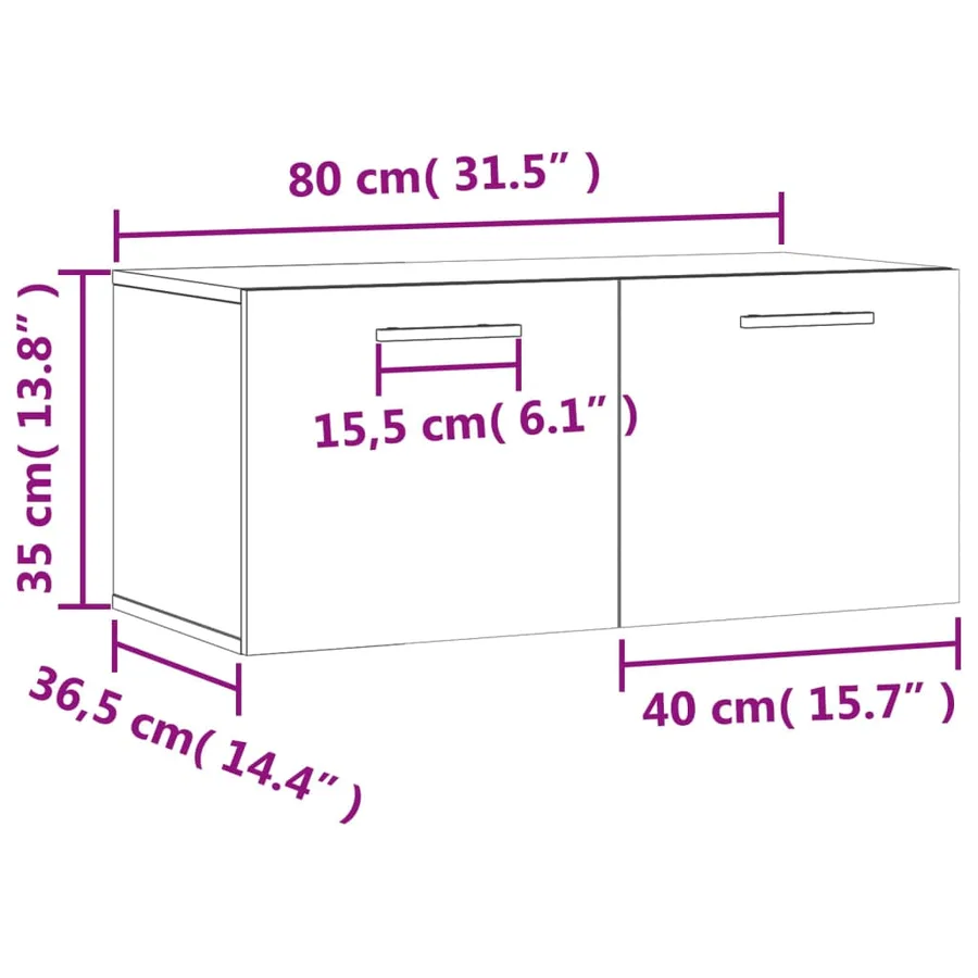 Armoire murale chêne fumé 80x36,5x35 cm bois d'ingénierie - 12