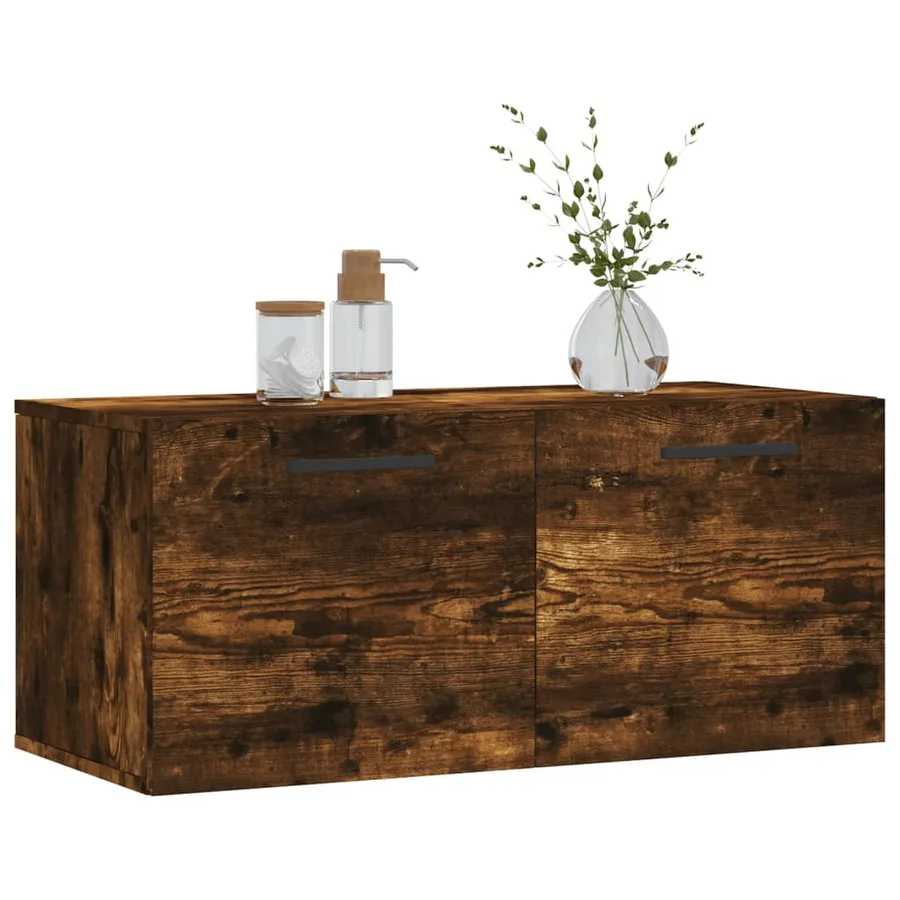 Armoire murale chêne fumé 80x36,5x35 cm bois d'ingénierie - 3