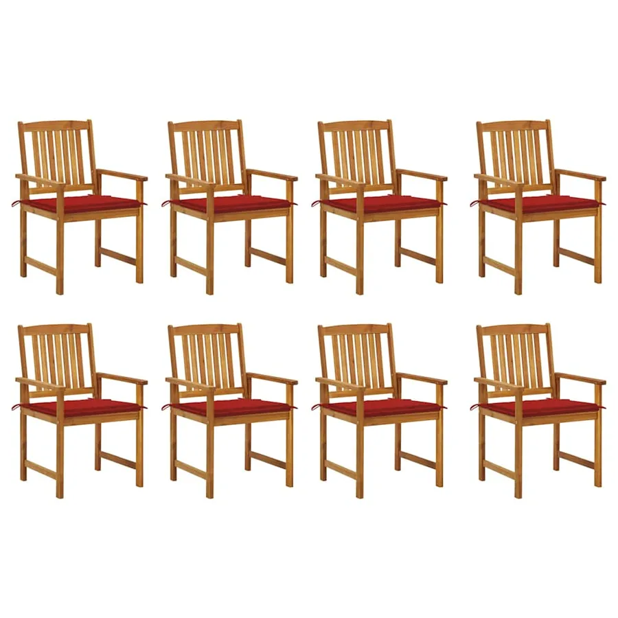 Chaises de jardin avec coussins lot de 8 Bois d'acacia solide