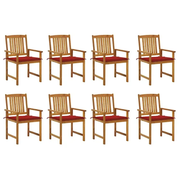 Chaises de jardin avec coussins lot de 8 Bois d'acacia solide