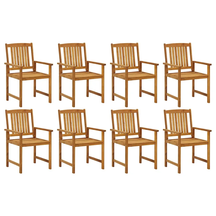 Chaises de jardin avec coussins lot de 8 Bois d'acacia solide - 3