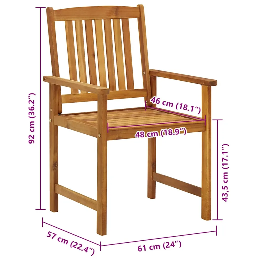 Chaises de jardin avec coussins lot de 8 Bois d'acacia solide - 8