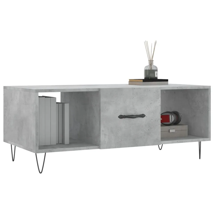 Table basse gris béton 102x50x40 cm bois d'ingénierie - 3