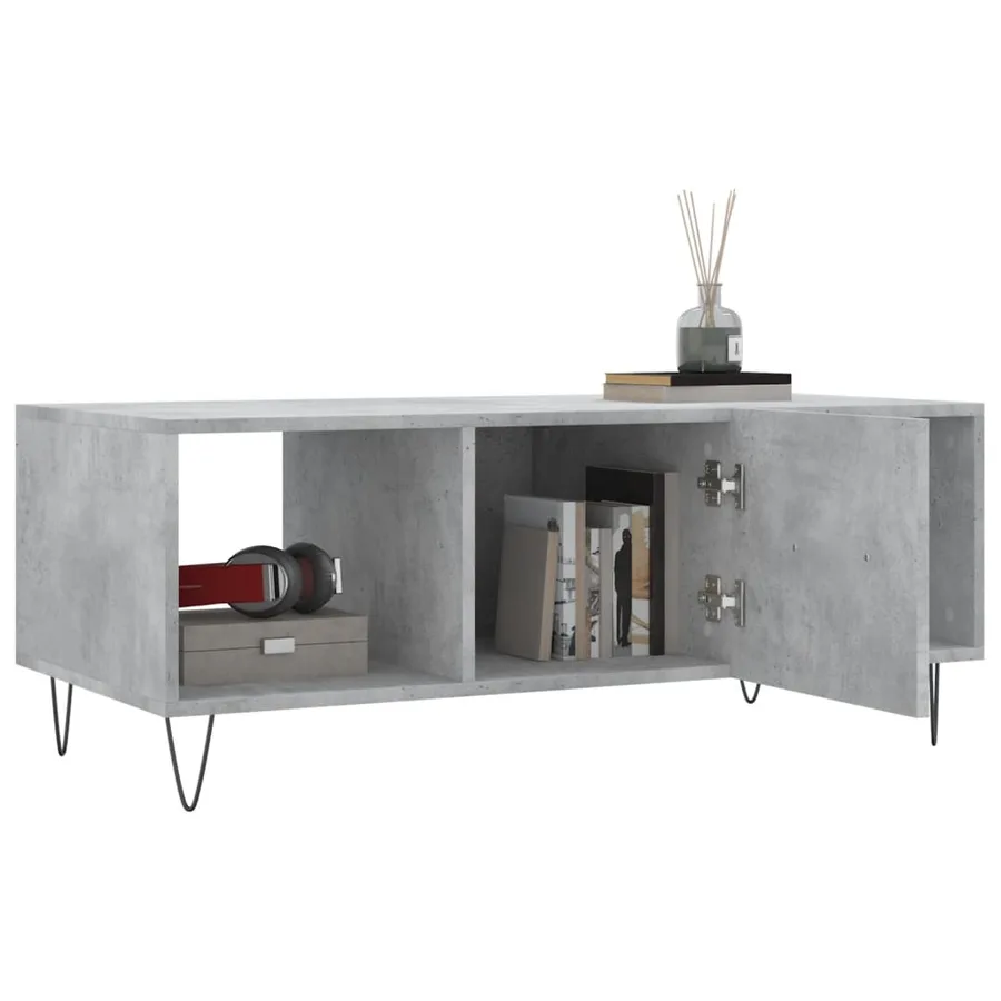 Table basse gris béton 102x50x40 cm bois d'ingénierie - 4
