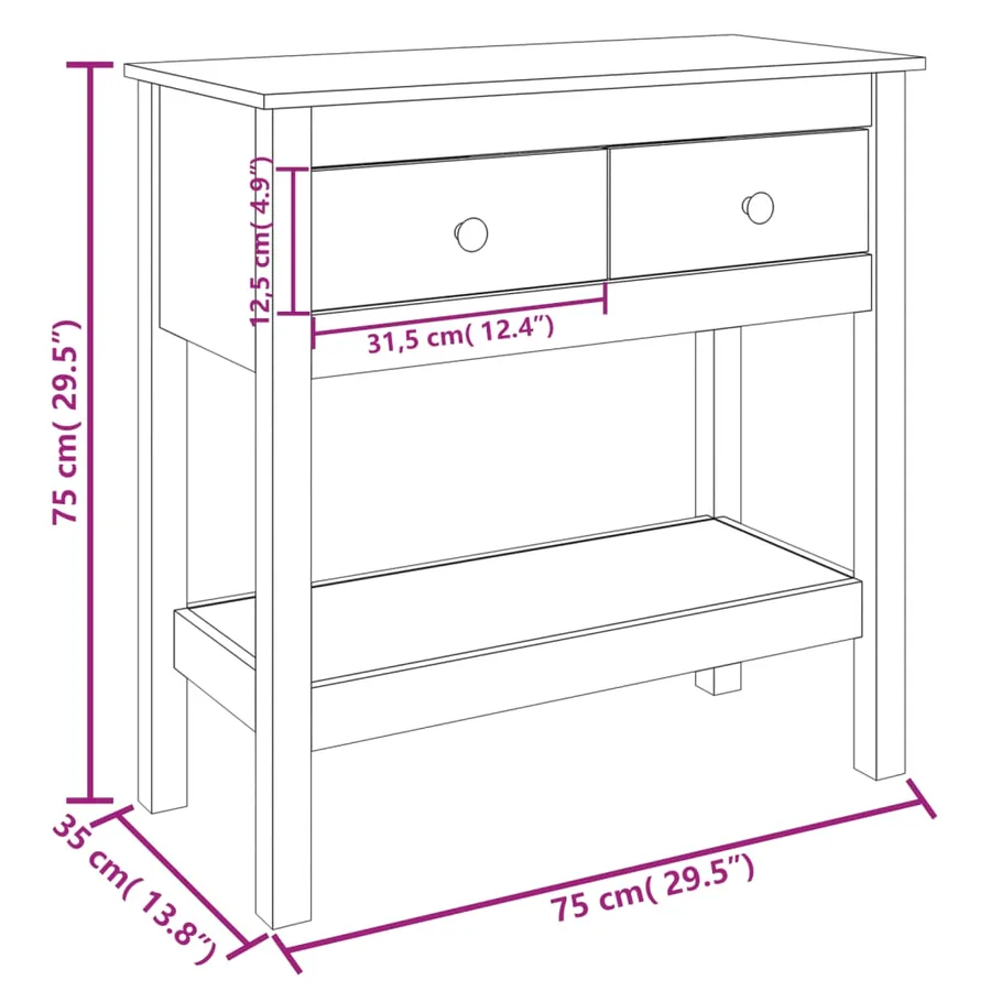 Table console 75x35x75 cm Bois massif de pin - 10