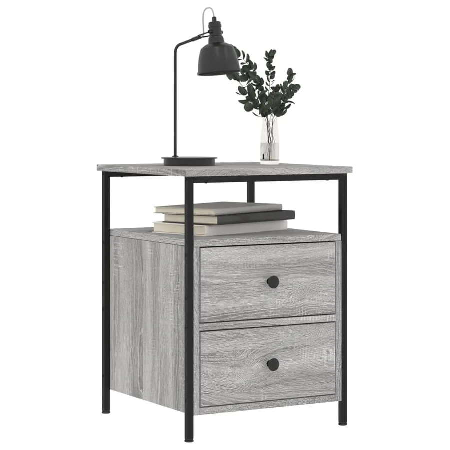 Table de chevet sonoma gris 44x45x60 cm bois d'ingénierie - 7