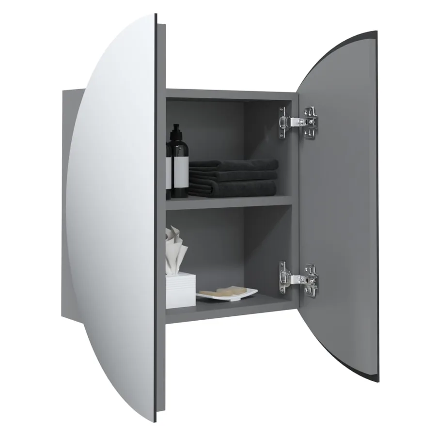 Armoire de salle de bain miroir rond et LED Gris 40x40x17,5 cm - 5