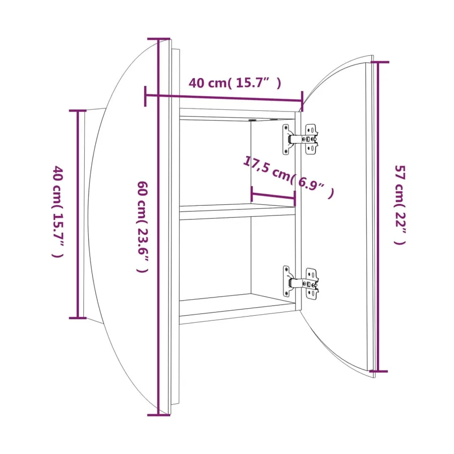 Armoire de salle de bain miroir rond et LED Gris 40x40x17,5 cm - 8