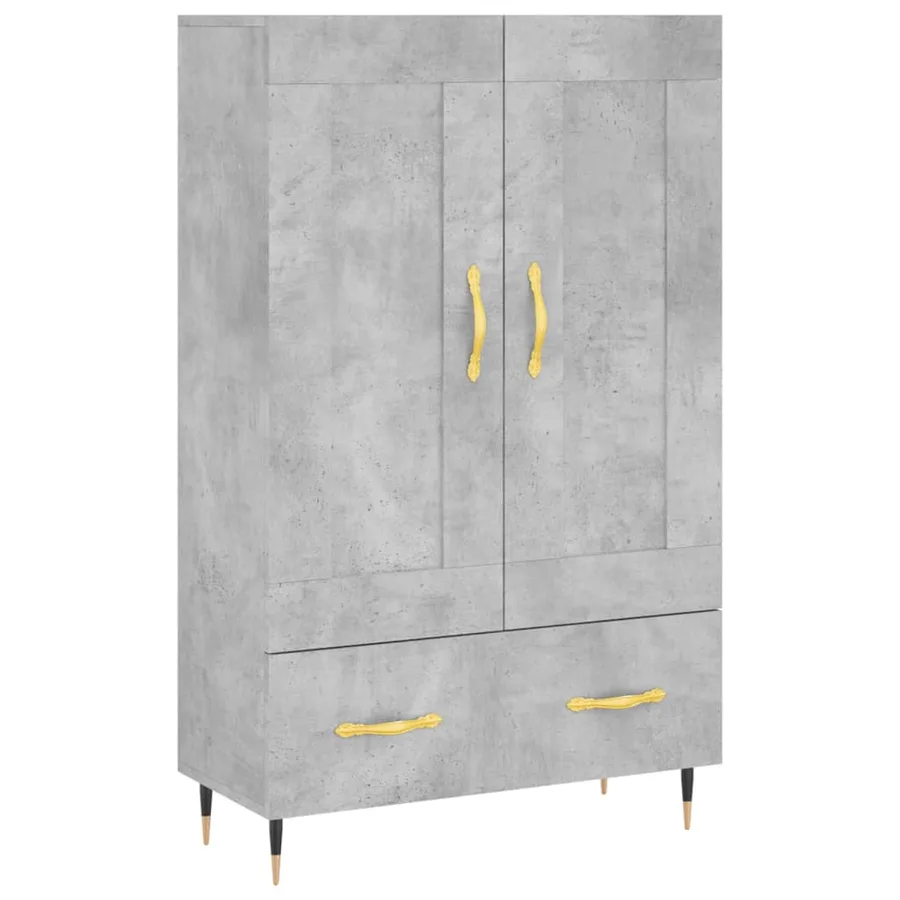 Buffet haut gris béton 69,5x31x115 cm bois d'ingénierie - 2
