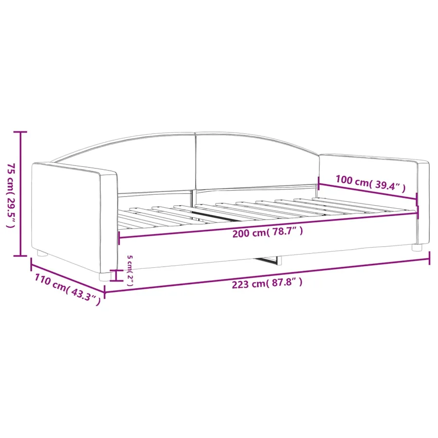 Lit de repos taupe 100x200 cm tissu - 8