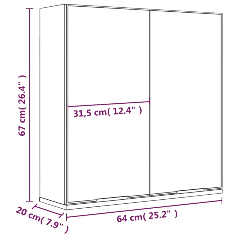 Armoire à miroir de salle de bain Sonoma gris 64x20x67 cm - 10