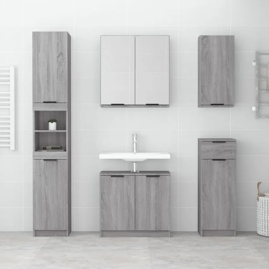 Armoire à miroir de salle de bain Sonoma gris 64x20x67 cm - 3