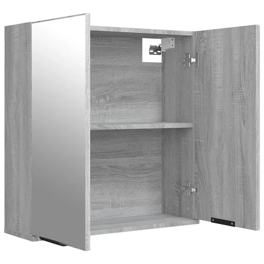 Armoire à miroir de salle de bain Sonoma gris 64x20x67 cm - 9