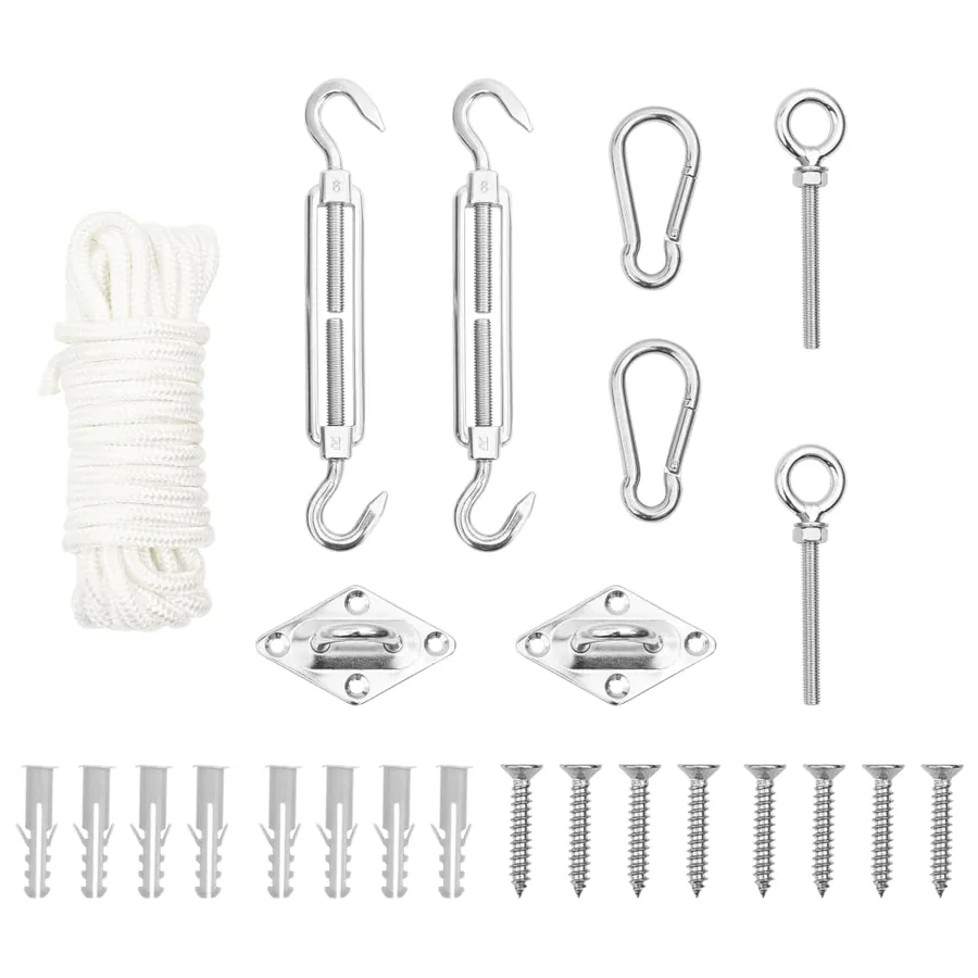 Jeu d'accessoires de voile d'ombrage 9 pcs Acier inoxydable
