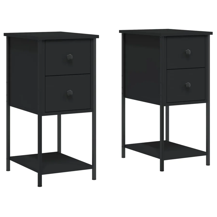 Tables de chevet 2 pcs noir 32x42x70 cm bois d'ingénierie - 2
