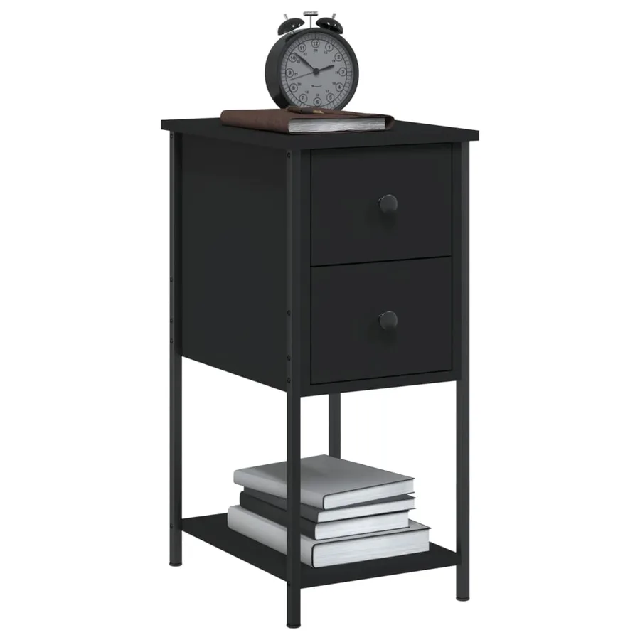 Tables de chevet 2 pcs noir 32x42x70 cm bois d'ingénierie - 4