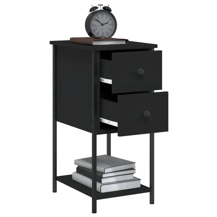Tables de chevet 2 pcs noir 32x42x70 cm bois d'ingénierie - 5