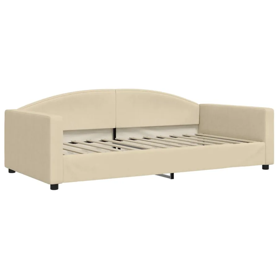 Lit de jour avec gigogne et matelas crème 100x200 cm tissu - 4