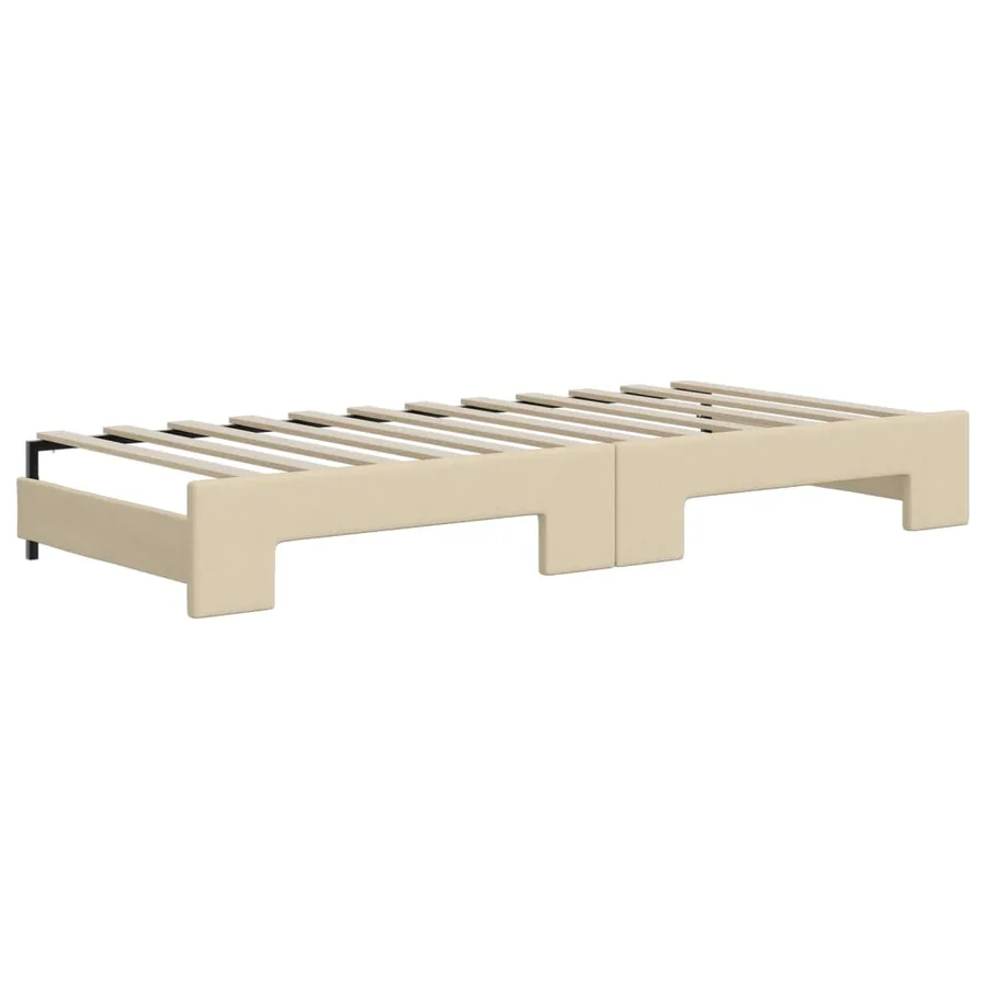 Lit de jour avec gigogne et matelas crème 100x200 cm tissu - 5