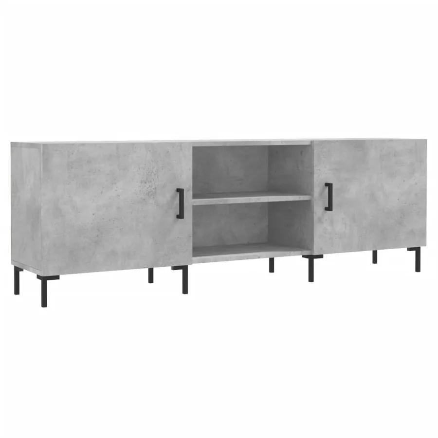 Meuble TV gris béton 150x30x50 cm bois d'ingénierie - 2