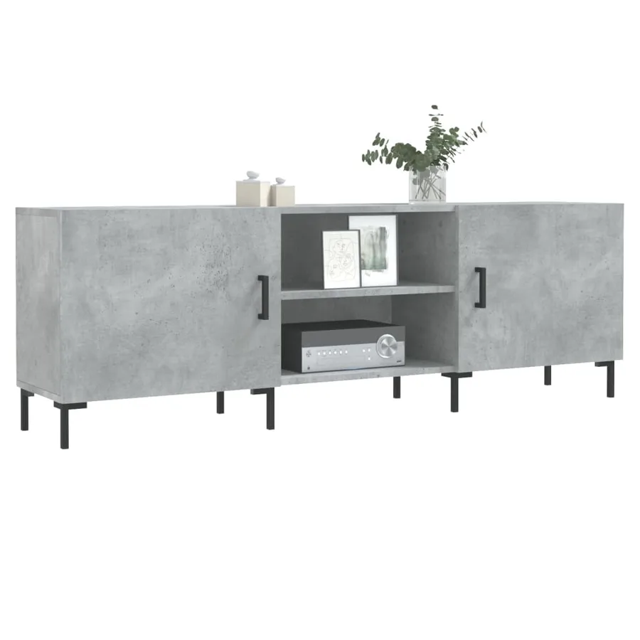 Meuble TV gris béton 150x30x50 cm bois d'ingénierie - 3