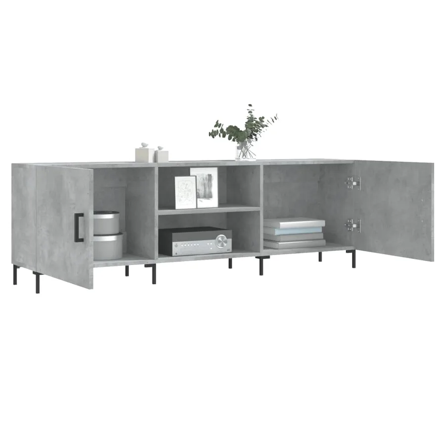 Meuble TV gris béton 150x30x50 cm bois d'ingénierie - 4