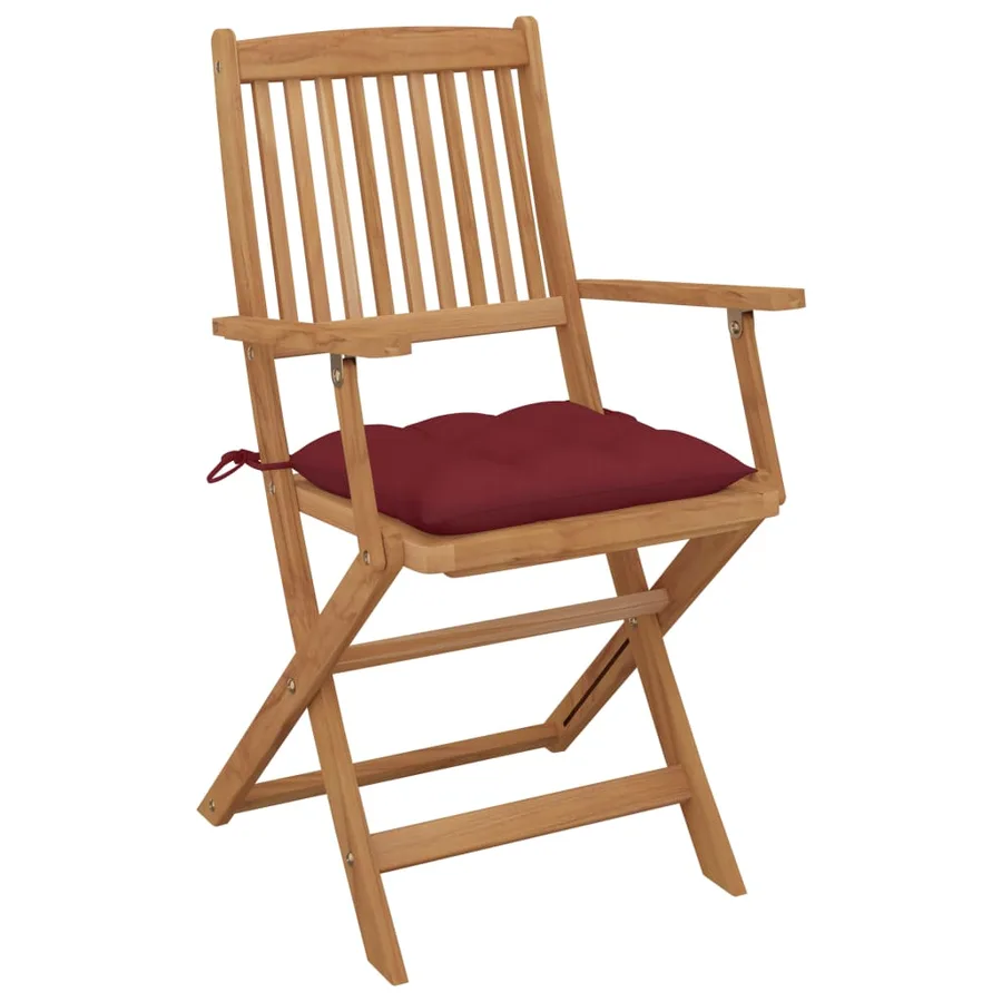 Chaises pliables de jardin lot de 6 avec coussins Bois d'acacia - 3