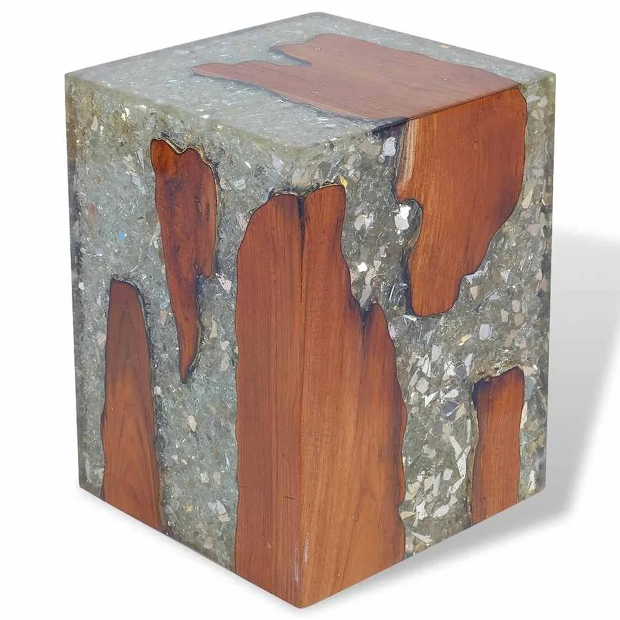 Tabouret Bois de teck massif et résine - 2
