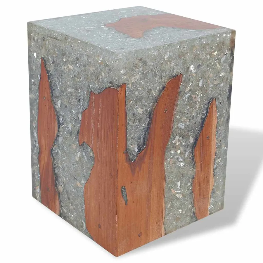 Tabouret Bois de teck massif et résine - 4