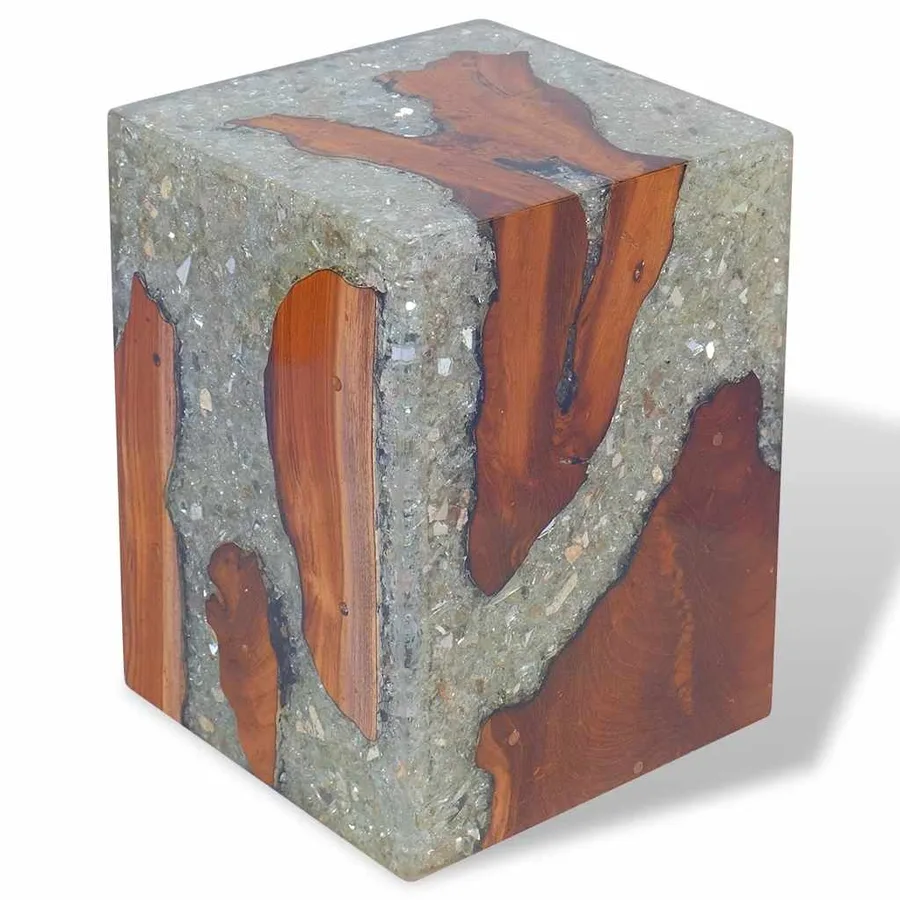 Tabouret Bois de teck massif et résine - 7