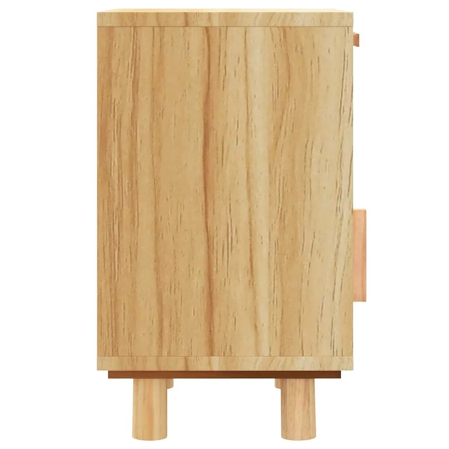 Tables de chevet 2 pcs Marron Bois pin massif et rotin naturel - 9