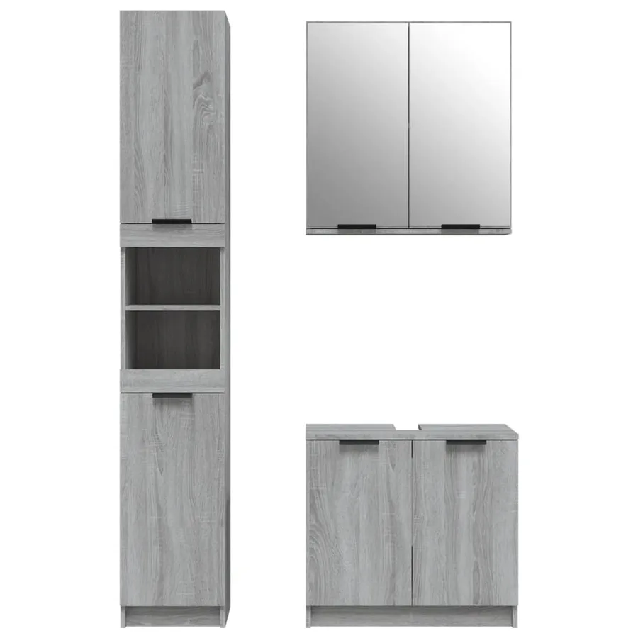 Ensemble d'armoires de salle de bain 3 pcs sonoma gris - 5