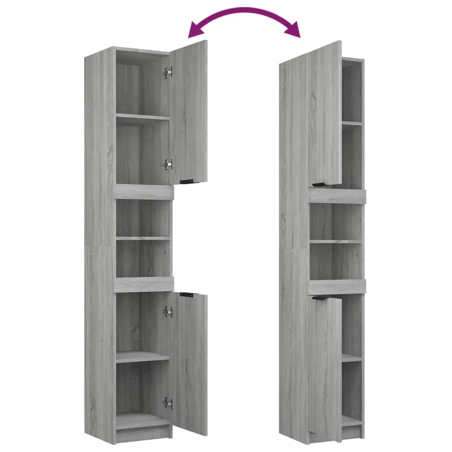 Ensemble d'armoires de salle de bain 3 pcs sonoma gris - 6