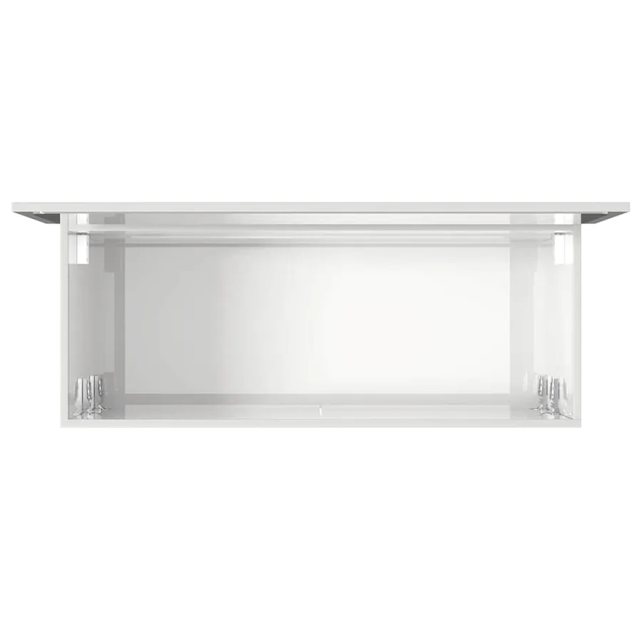 Armoire de bain avec miroir blanc brillant bois d'ingénierie - 8