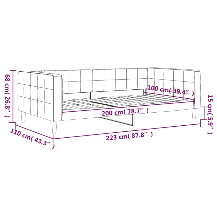 Lit de repos sans matelas gris clair 100x200 cm velours - 8