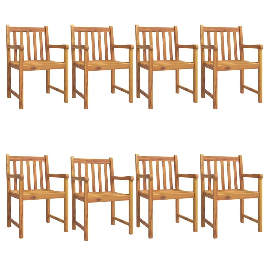 Chaises de jardin lot de 8 56x55,5x90 bois massif d'acacia - 2