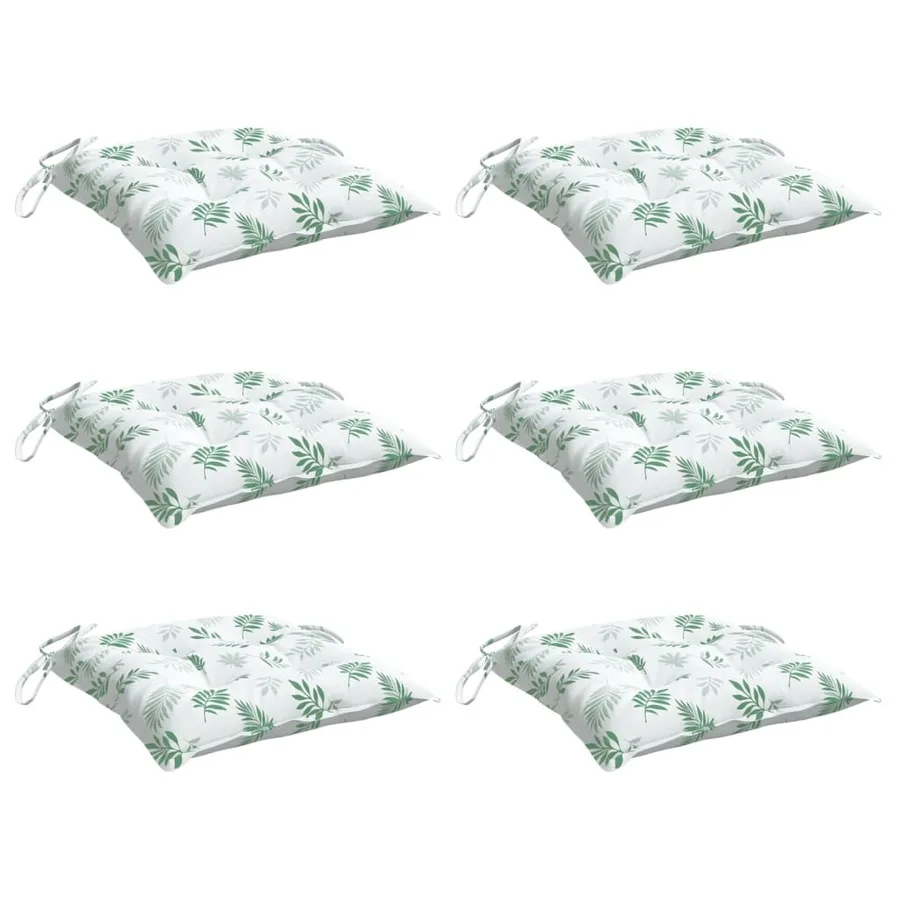 Coussins de chaise lot de 6 à motif de feuilles 40x40x7cm tissu - 3