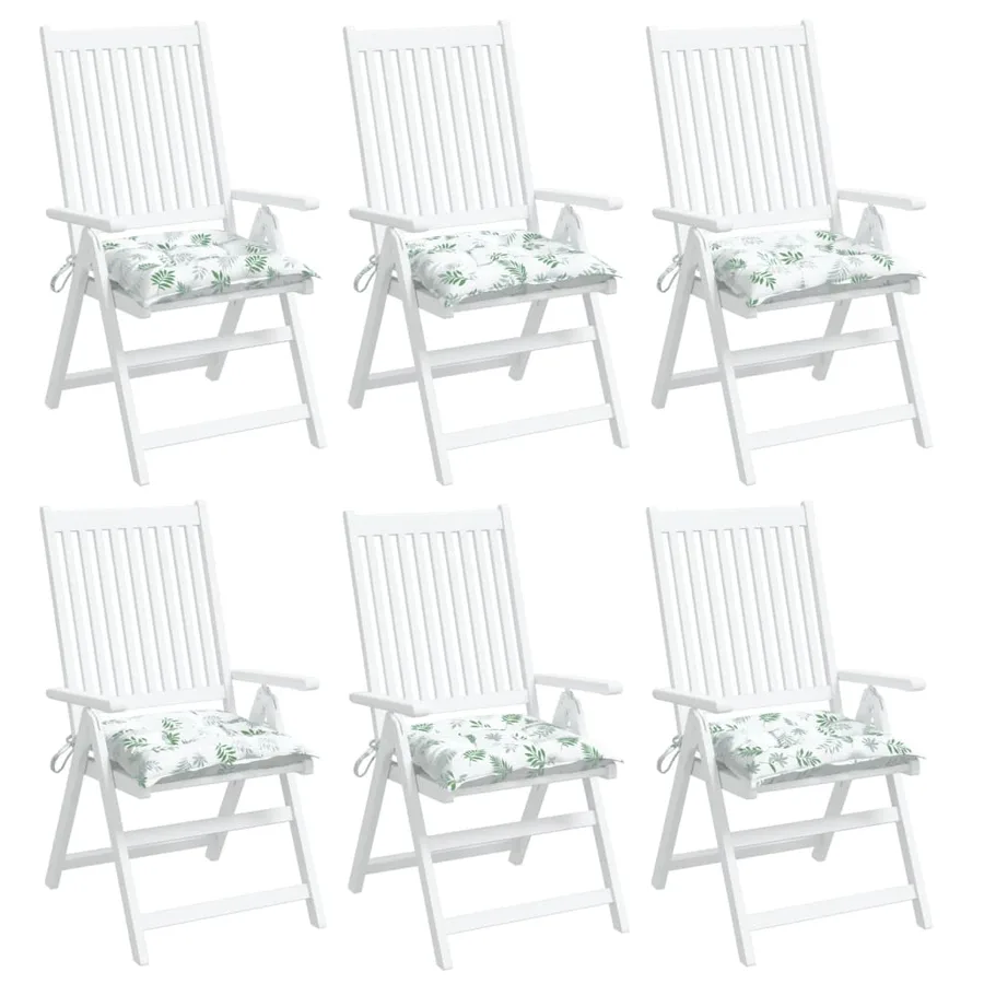 Coussins de chaise lot de 6 à motif de feuilles 40x40x7cm tissu - 4