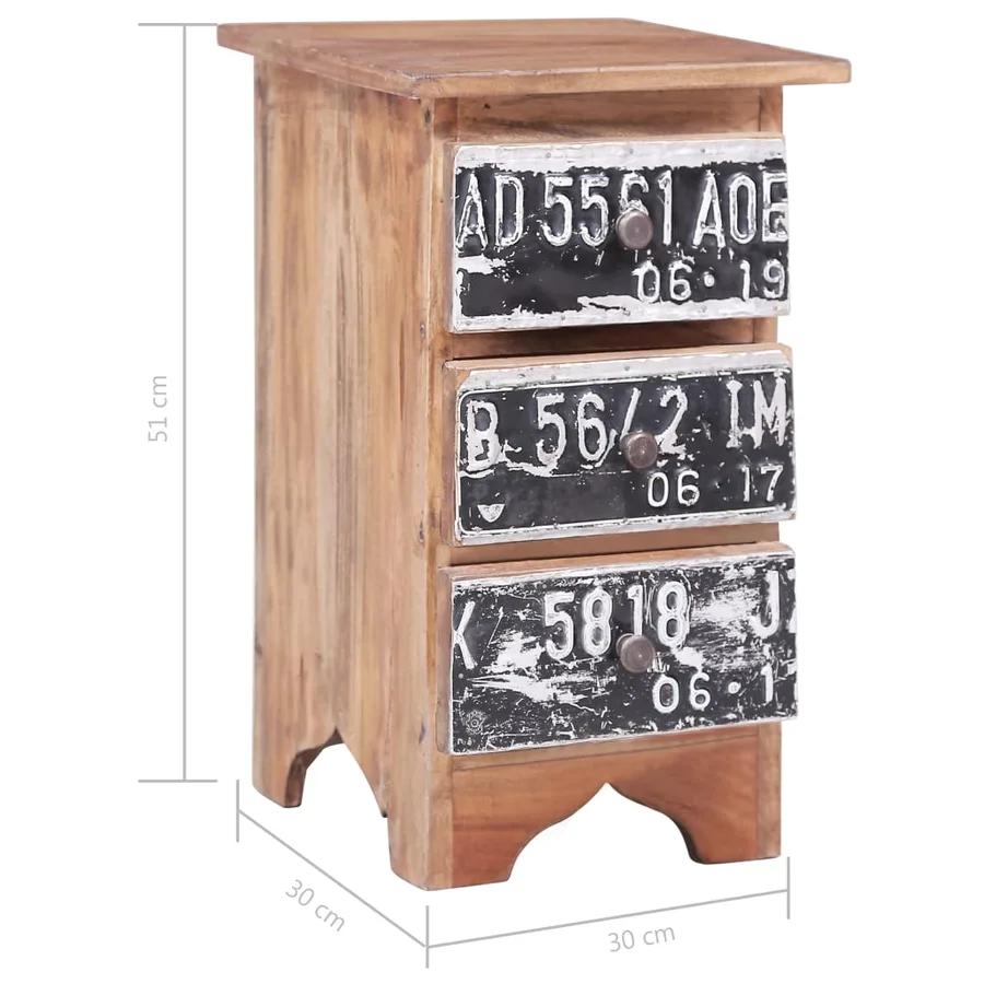 Table de chevet 30x30x51 cm bois d'acajou massif - 10