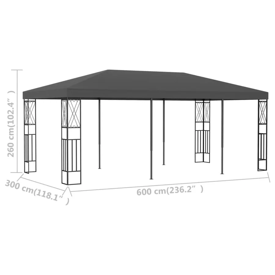 Belvédère 3x6 m Anthracite Tissu - 6