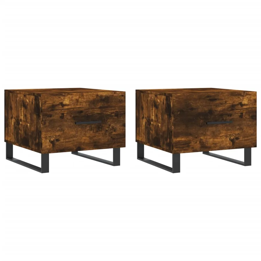 Tables basses 2 pcs chêne fumé 50x50x40 cm bois d'ingénierie - 2