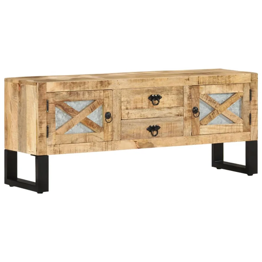 Meuble TV 110x30x45 cm Bois de manguier brut - 13