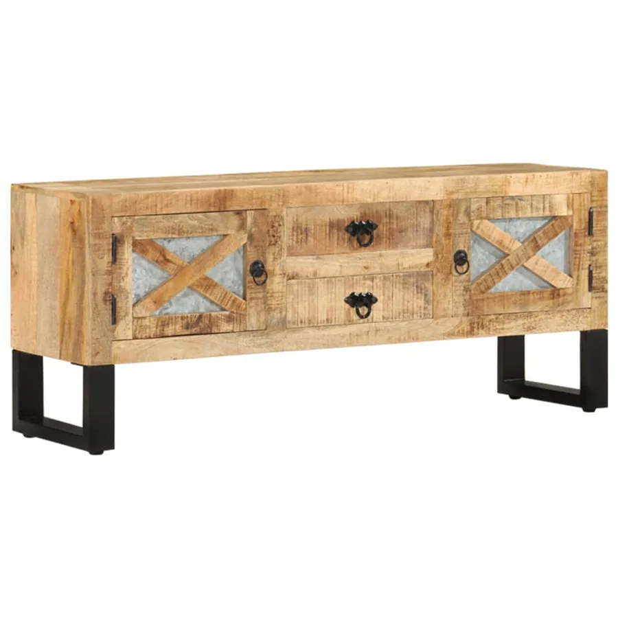 Meuble TV 110x30x45 cm Bois de manguier brut - 14