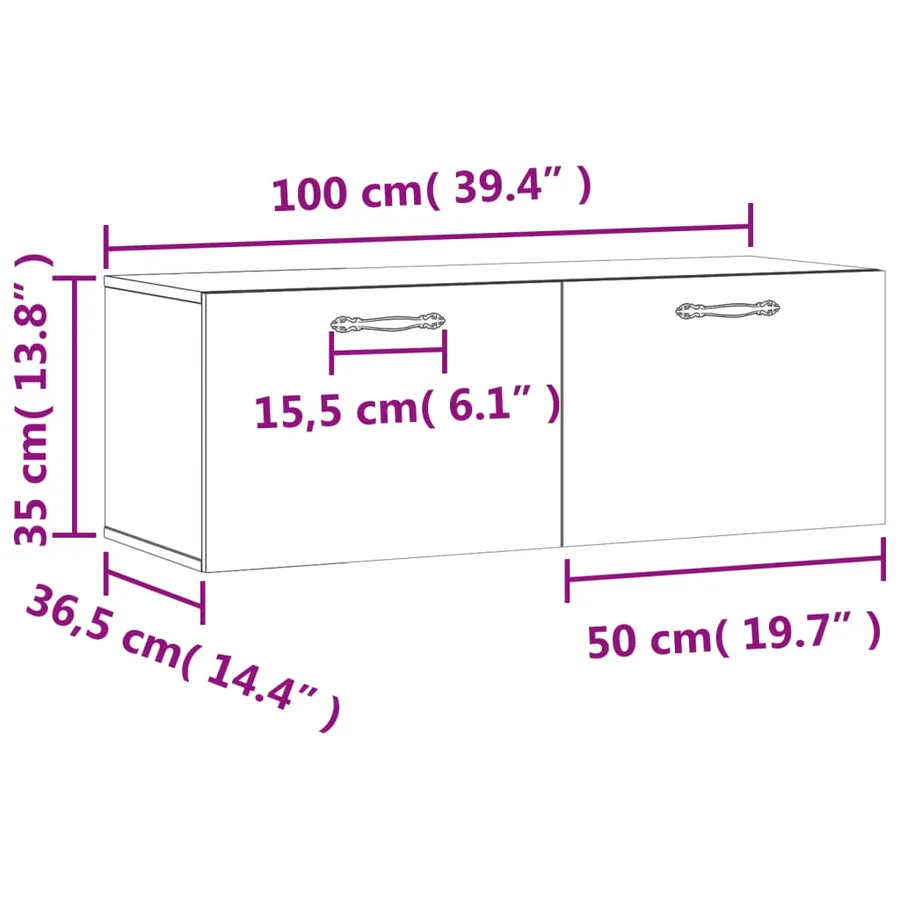 Armoire murale blanc 100x36,5x35 cm bois d'ingénierie - 12