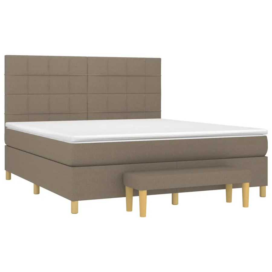 Sommier à lattes de lit avec matelas Taupe 160x200 cm Tissu - 3