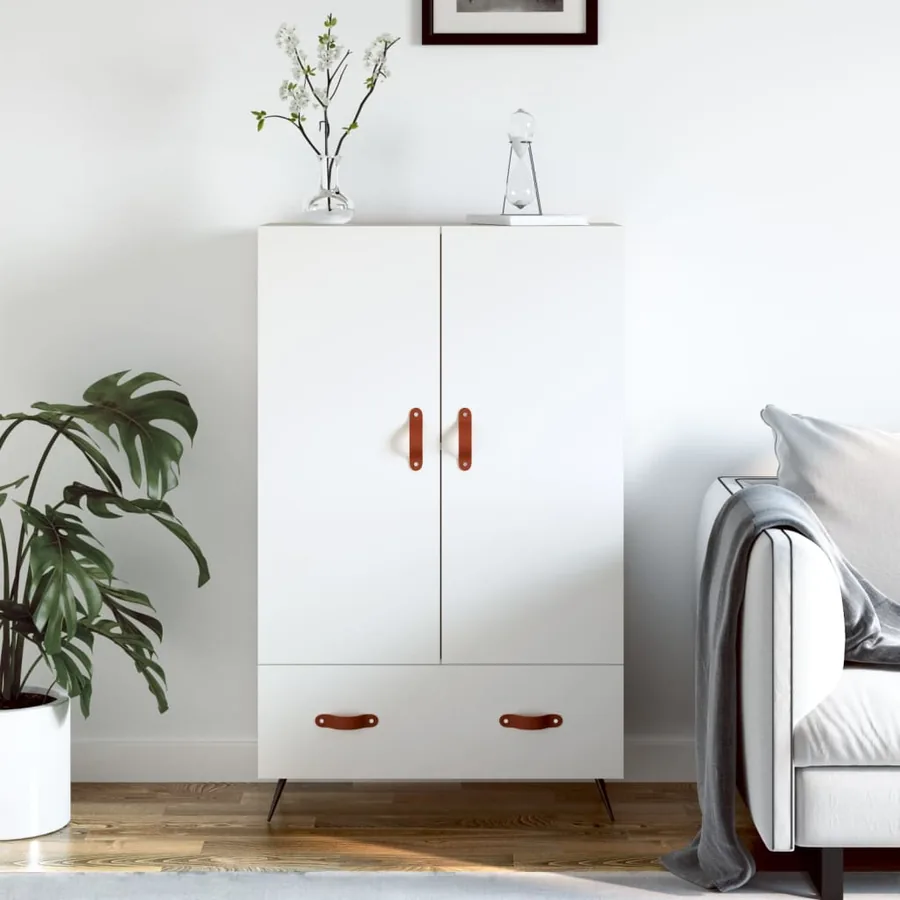 Buffet haut blanc 69,5x31x115 cm bois d'ingénierie