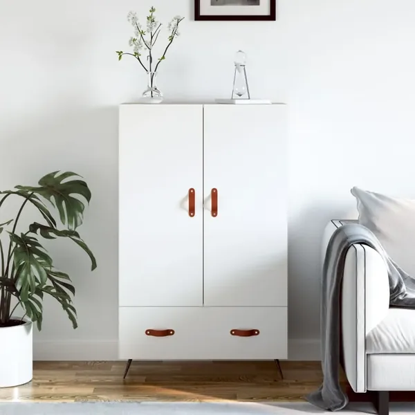 Buffet haut blanc 69,5x31x115 cm bois d'ingénierie