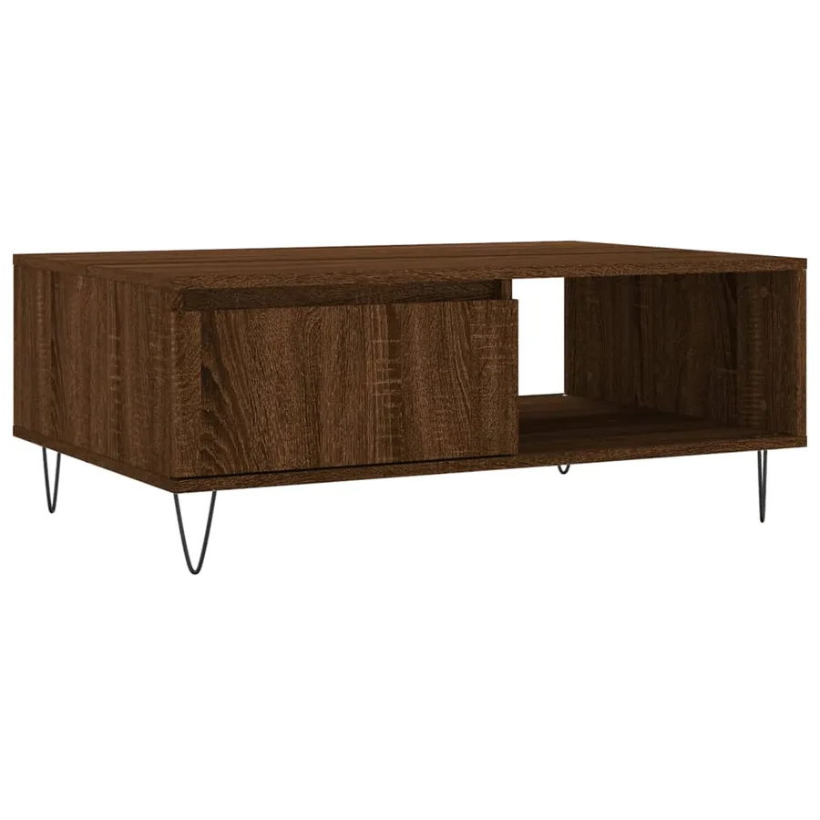 Table basse chêne marron 90x60x35 cm bois d'ingénierie - 2