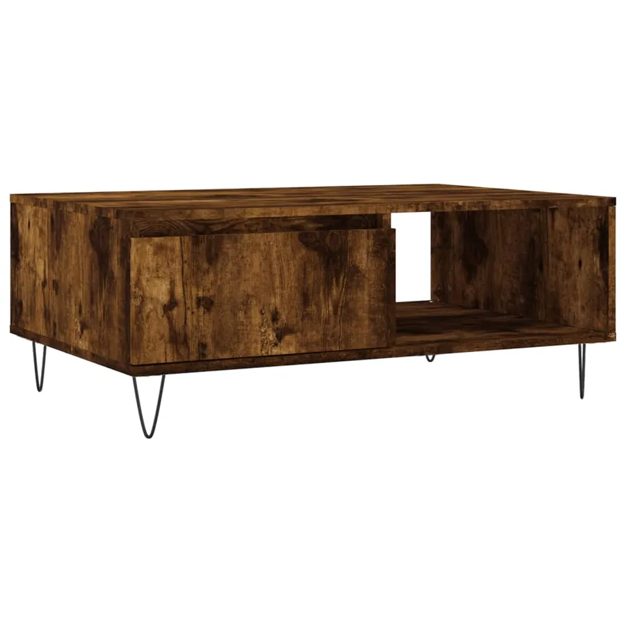 Table basse chêne fumé 90x60x35 cm bois d'ingénierie - 2