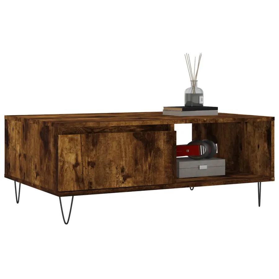 Table basse chêne fumé 90x60x35 cm bois d'ingénierie - 3